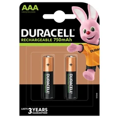 DURACELL RECHARGEABLE BATTERIES 750MAH AAA X2