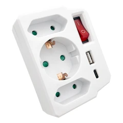 XMART S-SQ-GBKU01 ADAPTOR 3 SOCKETS SWITCH WITH 2 USB