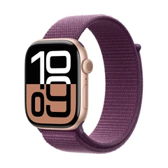 APPLE WATCH 10 46MM ROSE GOLD ALL  PLUM SPORT LOOP