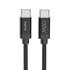 HAMA USB-C TO USB-C CABLE 100W 3M FABRIC 201749 BLACK