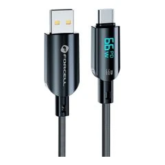 FORCELL КАБЕЛ USB-A КЪМ USB-C QC4.0 66W ДИГИТАЛ 1,2M ЧЕРЕН