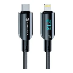 FORCELL КАБЕЛ USB-C КЪМ LIGHTENING 27W ДИГИТАЛ 1,2М ЧЕРЕН