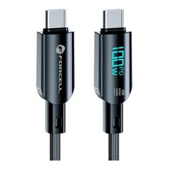 FORCELL КАБЕЛ USB-C КЪМ USB-C QC4.0 100W ДИГИТАЛ 1,2М ЧЕРЕН