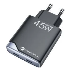 FORCELL ЗАРЯДНО 220V GAN 3 ULTRA SLIM 2XUSB-C QC 45W