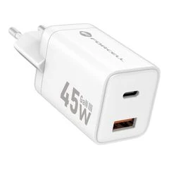 FORCELL ЗАРЯДНО МИНИ 220V GAN 3 USB-C+USB-A QC 45W БЯЛ