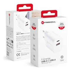 FORCELL ЗАРЯДНО 220V USB-C + USB-A PD QC4.0 30W БЯЛ