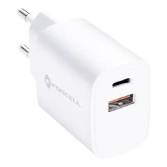 FORCELL ЗАРЯДНО 220V USB-C + USB-A PD QC4.0 35W БЯЛ