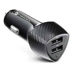 FORCELL ЗАРЯДНО 12V CARBON 2XUSB-A QC3.0 36W ЧЕРНО