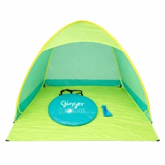 Детска Палатка за Игра Pop-Up GINGER HOME с UV Защита 50+ – Правоъгълна, Лека и Сгъваема, за Плаж и Градина, Зелена, 165×150×110 см