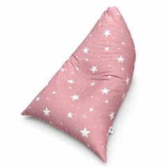 Детски Пуф Лежанка GINGER HOME Little Stars, 100% Памук, Розов Барбарон със Звезди, 127x81x76 см