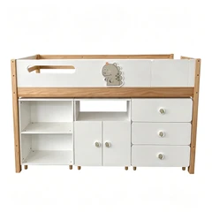 Детско Комбинирано Легло GINGER HOME DINO с Етажерка, Шкаф, Скрин и Подматрачна Рамка, 90x200 см