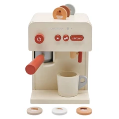 Детска Дървена Кафе Машина GINGER HOME с Чаша и Аксесоари, Масивно Дърво, 16x13x22 см