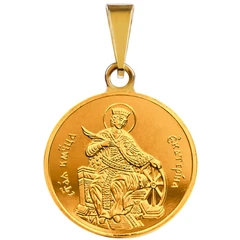 Златен медальон Света Екатерина Macoins Gold