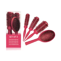 Комплект 4 броя професионални четки за коса Cocco Aura Brush Set, розови
