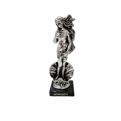 Статуетка Афродита, Метална, Мраморна основа, Сребриста, 15 см