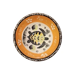 Купичка за ядки, Костенурки, Керамична, Ръчно рисувана, Жълт, 8см/диаметър