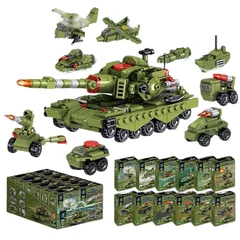 Комплект конструктори Военни машини, Пластмасови, 12 броя, Многоцветен