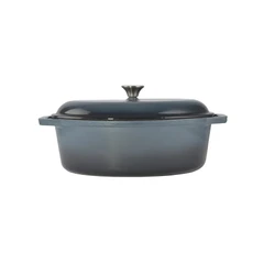 Емайлирана чугунена тенджера Perfect Home Steel Blue, Овална, 7.5 литра