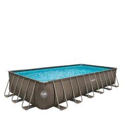 Сглобяем басейн FunSicle Oasis Pool Rattan  7.32 x 3.66 м / h 1.32 м с метална рамка и филтрираща система