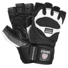 Power System Wrist Wrap Weightlifting Gloves Raw Power - White - Black - Фитнес Ръкавици, Цвят Черно-бял, Размер XL