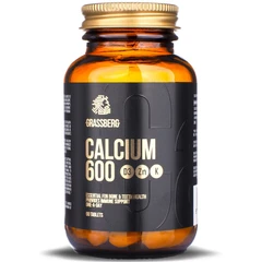 Grassberg Calcium 600 + D3 + Zn + K - Калций, Витамин Д, К и Цинк, Разфасовка 90 tabs