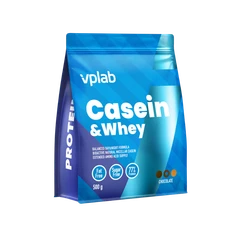 VPLab Casein & Whey - Казеин и Суроватъчен Протеин, Вкус Шоколад, Разфасовка 500g