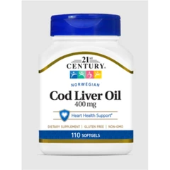 21st Century Cod Liver Oil 400mg - Norwegian - Масло от Черен Дроб на Треска, Разфасовка 110 sgels