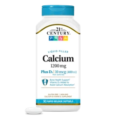 21st Century Calcium 1200mg + D3 Liquid - Калций + Витамин D3, Разфасовка 90 sgels