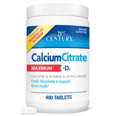 21st Century Calcium Citrate + D3 Maximum - Калций + Витамин D3, Разфасовка 400 tabs
