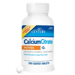 21st Century Calcium Citrate Petites + D3 - Калций + Витамин D3, Разфасовка 200 tabs