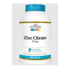 21st Century Zinc Citrate 50mg - Цинк, Разфасовка 360 tabs