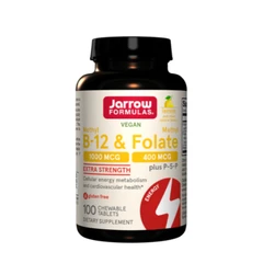 Jarrow Formulas Methyl B-12 1000 & Methyl Folate - Витамин B12, Вкус Лимон, Разфасовка 100 Chew tabs