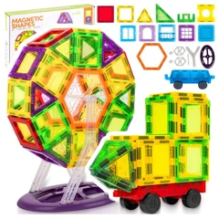 Детски образователен магнитен конструктор 3D Magnetic Shapes - 70 части, MalPlay