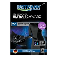 Кърпички за черно пране 2 в 1 HEITMANN, Ultra Black, 12бр