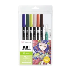 Комплект маркери TOMBOW ABT Dual Brush- MANGA Wind с четка + воден маркер четка и макет