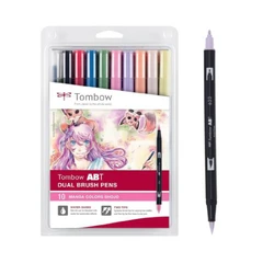 Комплект двувърхи маркери TOMBOW ABT MANGA SHOJO 0 бр, с четка 3.5 мм, връх 0.8 мм