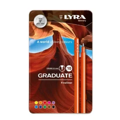 Комплект тънкописци LYRA Graduate филцов връх 0.5 мм, 10 цвята, метална кутия