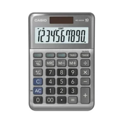Калкулатор CASIO MS-100FM, настолен, 10 dgt, 148.5x101x27.6 мм, метален панел, сив