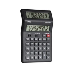 Калкулатор Deli с двоен дисплей EM049, настолен, 12 dgt, 202х135.5х28.5 мм, черен
