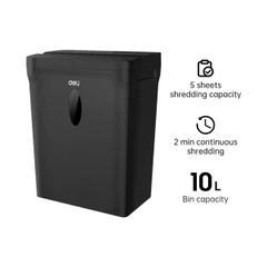 Шредер за хартия Deli ET014, (P-4), Cross Cut, 10 л