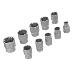 Комплект вложки Stels, универсални, 3/8", Spline, CrV, 10бр., 8-19мм