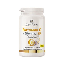 Dr. Nature Витамин C + желязо с удължено освобождаване, 60 капсули