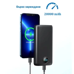 Преносима зарядна батерия 20000 mAh с Лед дисплей