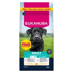 EUKANUBA Adult Large, Rich in Fresh Chicken, 15 kg + 3 kg Bonus