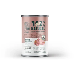Консерва гулаш за кучета FRESH FARM, свинско, грах и сладки картофи, 400 г