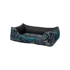 Rogz Graphix Walled Rectangular Bed, XL, Black/Blue