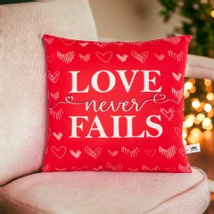 Плюшена играчка, Amek Toys, Възглавница Love never fails, Червен, Бял, 36 см