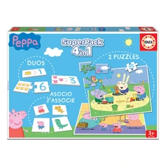 Образователна игра, Educa, Супер пакет 4 в 1, Peppa Pig