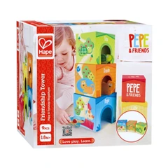 Дървен комплект, Hape, Кула с животинки, 9 части