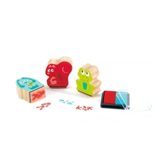 Комплект печати с двуцветен тампон, Hape, Стъпки, 3 броя